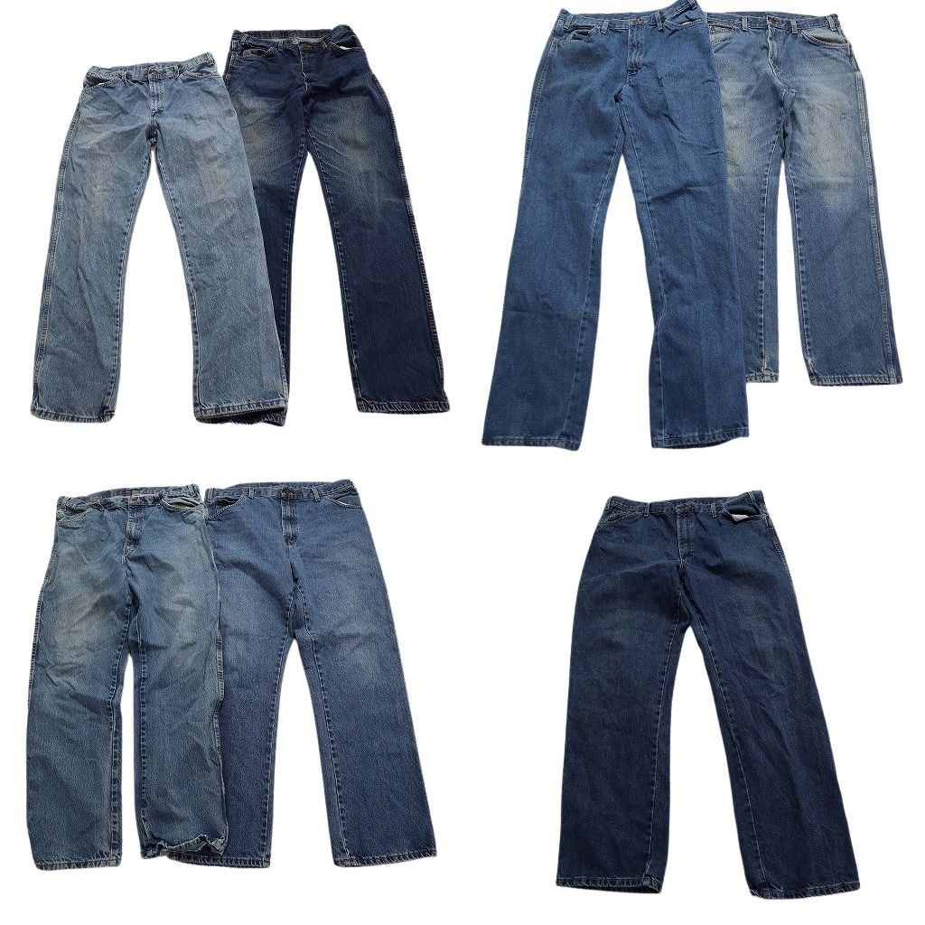 古着卸 ディッキーズ Dickies パンツ 7枚セット メンズ 34 |36 |38 ライトブルー インディゴブルー 古着 NA5781