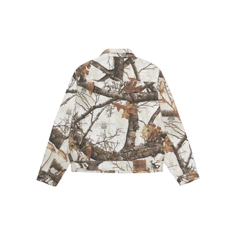 Stussy ホワイトメープル FW23 ZIP ワークジャケット REALTREE EDGE ホリデーシリーズ フルプリントジップアップコットンジャケット