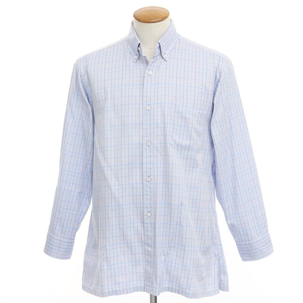 中古】シャルベ CHARVET コットン チェック ボタンダウン ドレスシャツ 