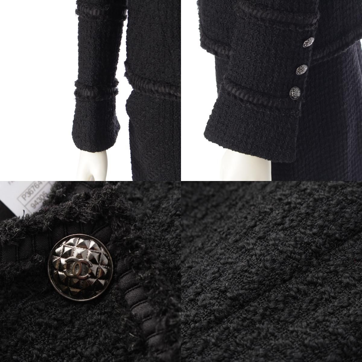 シャネル ウール シルク ココマーク ノー スカートセットアップ ジャケット トップス ボトムス ブラック 34 38 MAAHADDERANG_COM