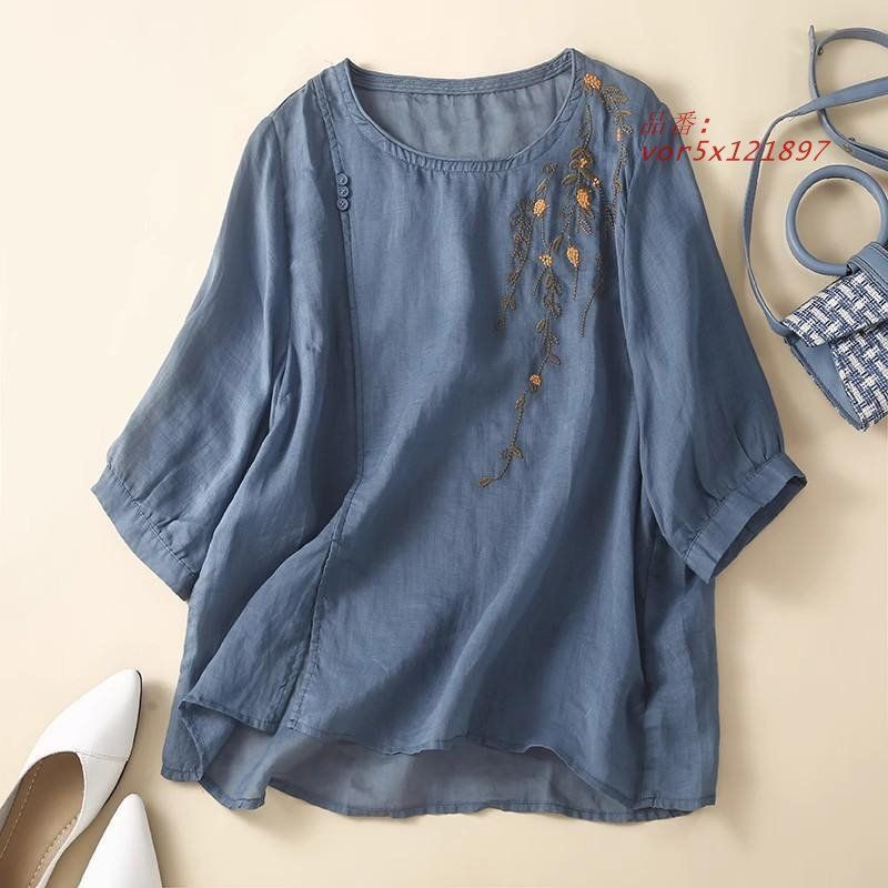 ブラウス トップス シャツ Tシャツ レディース 夏 大きいサイズ 半袖 ビックカラー 花 ワンポイント デイリー デートコーデ 清潔感 ベージュ ファッション ミセ tp181301.jpg