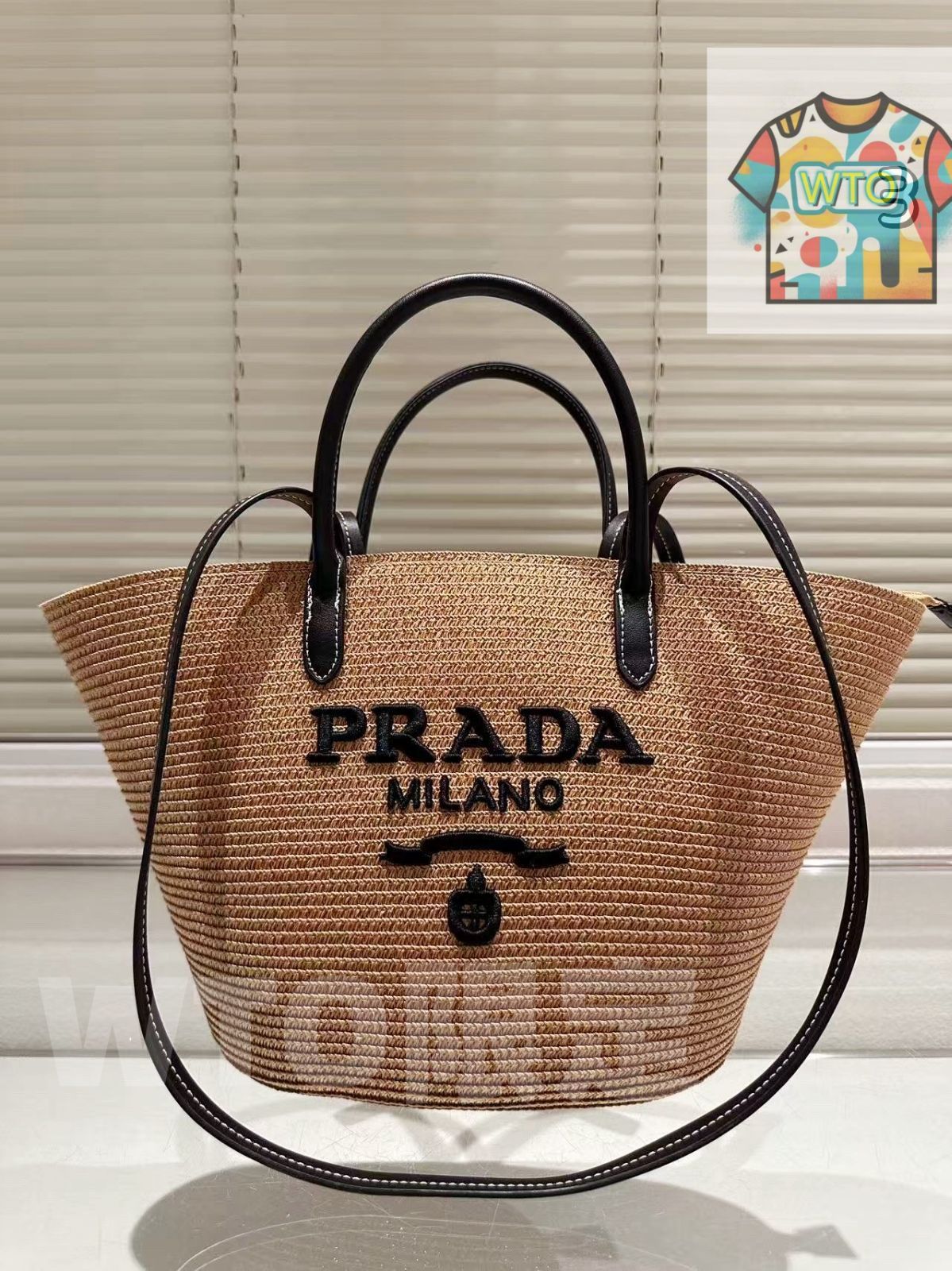 今日WTO】Prada プラダ 藪編みショッピングバッグ フライング