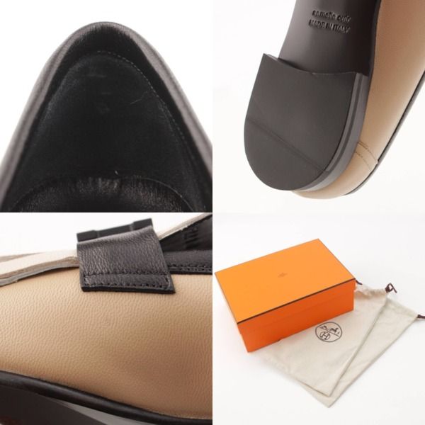 エルメス パリ ロワイヤル モカシン ローファー Hロゴ ピンク ブラック