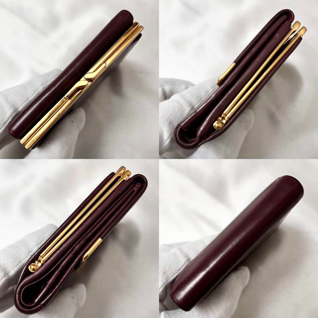 ◇美品◇カルティエマストラインコンパクト財布ボルドー×ゴールド金具