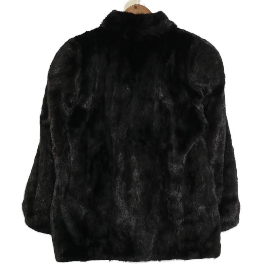 ブラックグラマ Clair de Lune エンバ ファーコート フレアコート 美品】Clair de Lune エンバ ファーコート 毛皮コート 黒 金サガ
