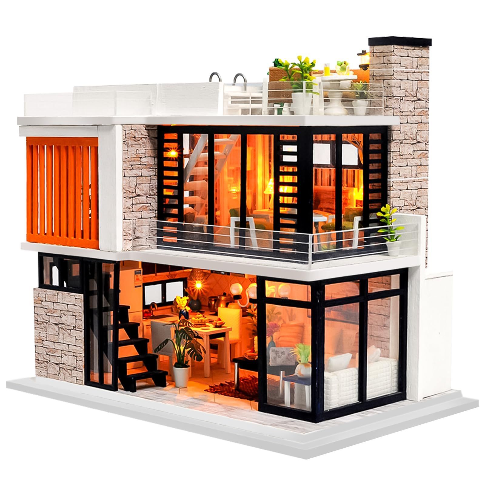 新着商品 ドールハウス ミニチュア 手作りキットセット 向け 和風 木製 DIY 木製 ドールハウス 3Dパズル おもちゃ DIY LEDオルゴールライト付き ドールハウスキット 引っ越し祝い インテリア 誕生日 Spilay クリスマス プレゼント