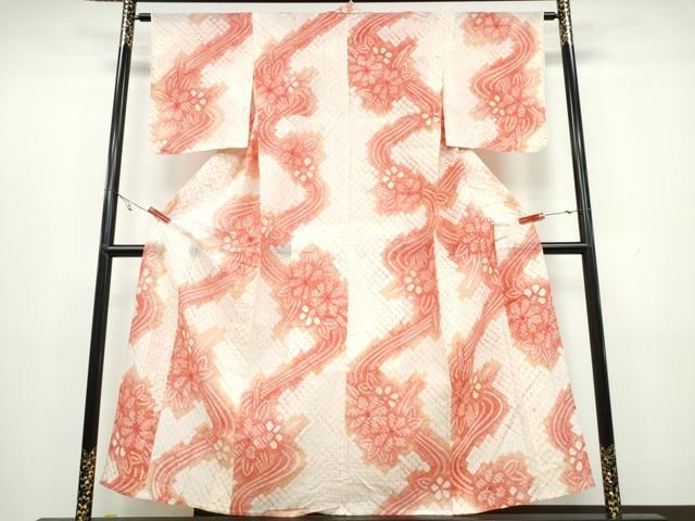 平和屋着物∴夏物 浴衣 有松鳴海絞り 流水舞花文 綿 CAAW1141ng