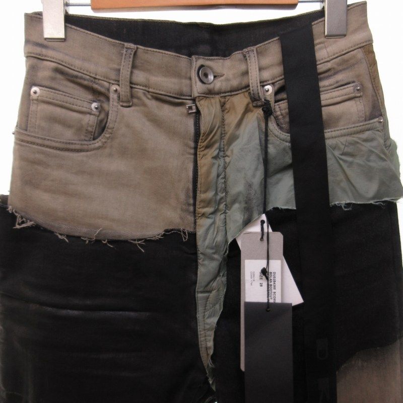 ゆり　ダークシャドウ　　ボランコーティングブーツカットジーンズデニムパンツ RICK OWENS DRKSHDW 24SS BOLAN BOOTCUT ボランブーツカット