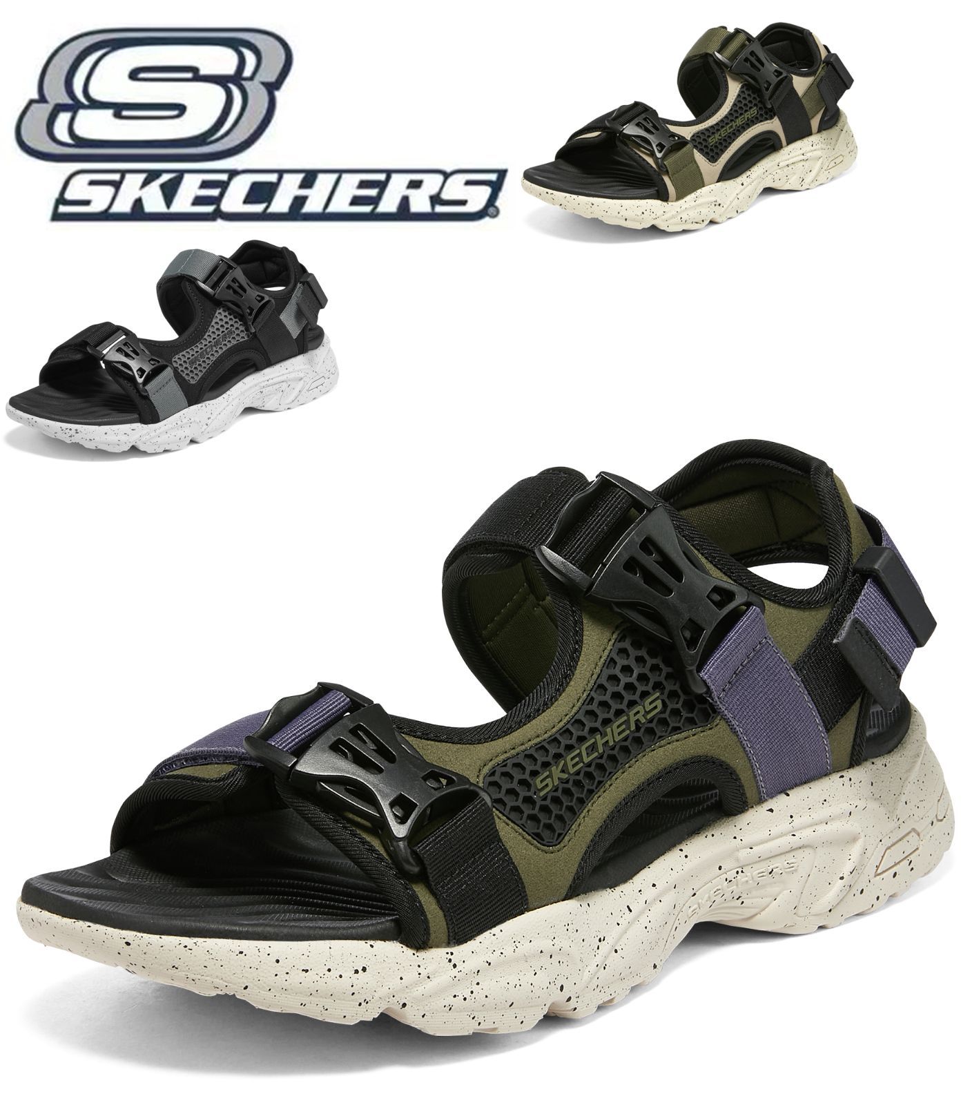 箱あり SKECHERS メンズ サンダル 幅広 軽量 滑りにくい スポーツサンダル トレイル アウトドアサンダル 大きいサイズ クッション性 夏用 人気 疲れにくい ブランド 歩きやすい 50代 父の日 237396
