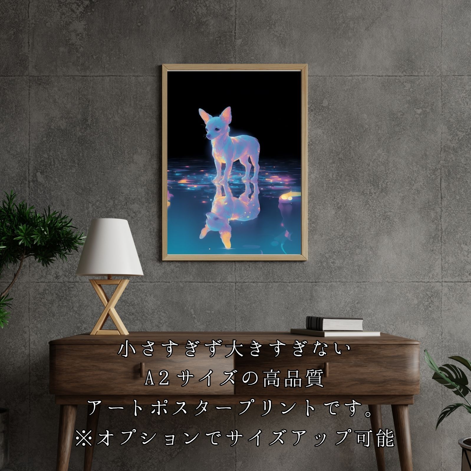  名入れOK リフレクション - チワワ犬 No.2 アートポスター ペットロス うちの子記念日 北欧 ナチュラル モダンインテリア 犬雑貨 オーナーズグッズ 犬用品