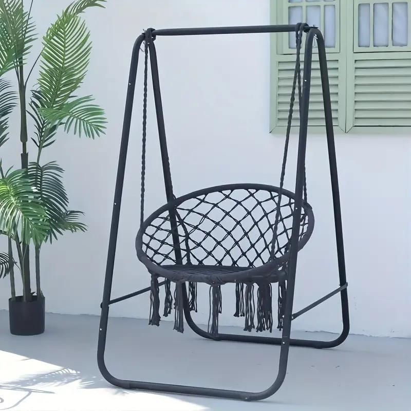 ハンモックチェア 自立式 ガーデンブランコ ハンギングチェア HC-04BK