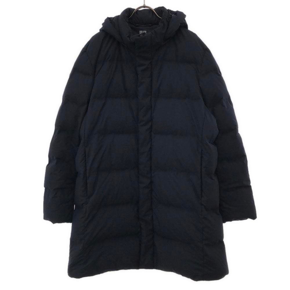 ユニクロ シームレス ダウンコート XL ネイビー UNIQLO フード付き 