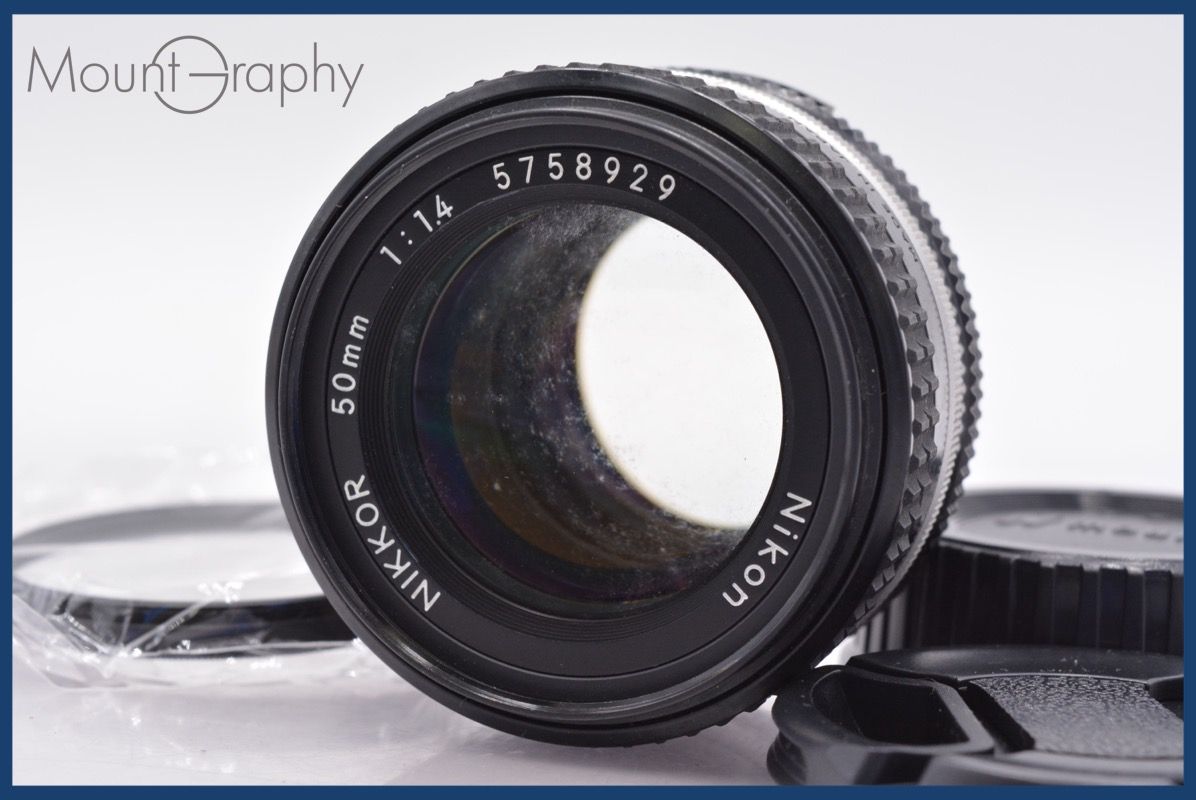 実用 ニコン Nikon NIKKOR 50mm F1.4 Ai-S 前後キャップ-レンズフィルター付 完動 同梱可 mj5010
