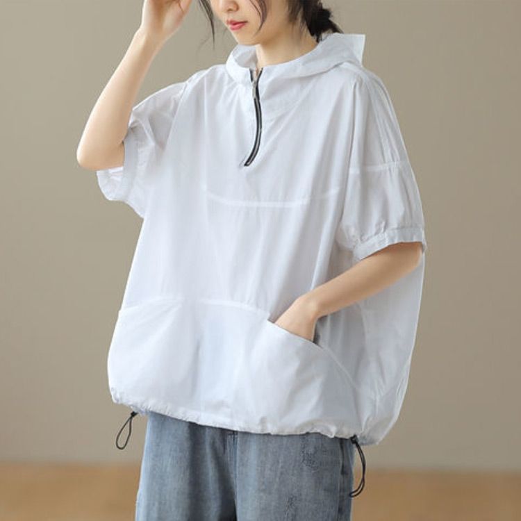 トップス ｔシャツ フード付き 半袖 レディース パーカー 夏 薄手 半袖パーカー 無地 シンプル ゆったり 楽天市場】フード付きtシャツ レディース パーカー 半袖 半袖
