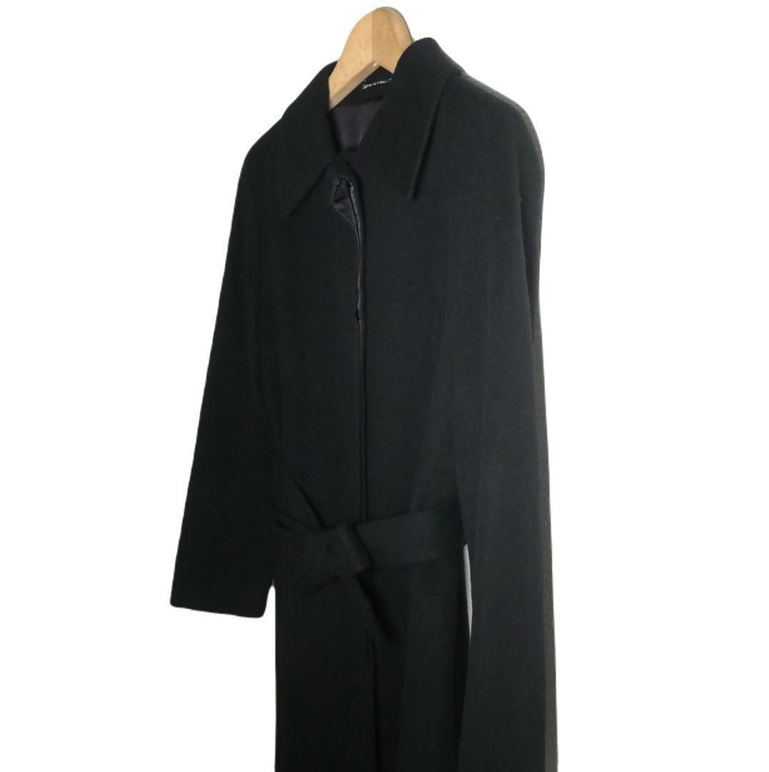極美品 イネド カシミヤ100％ ベルト付き ブラック ロング コート 9 美品 イネド カシミヤ100% ベルト ロング コート 黒 ブラック 9号