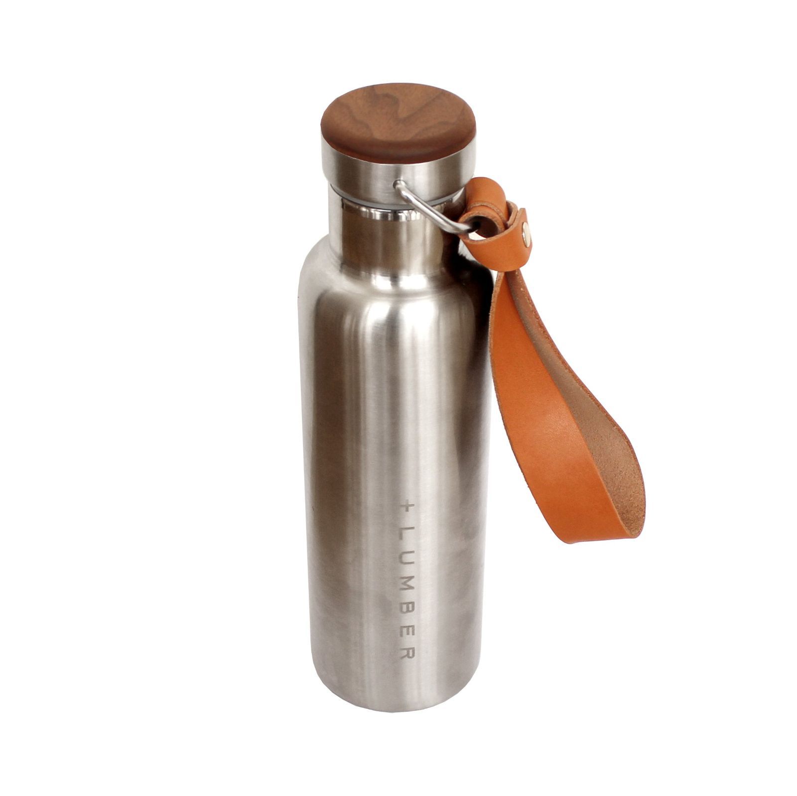 商品 by Hacoa THERMO BOTTLE LUMBER ステンレス素材の水筒に銘木を組み合わせたおしゃれなサーモボトル 革ストラップ付き Walnut 600