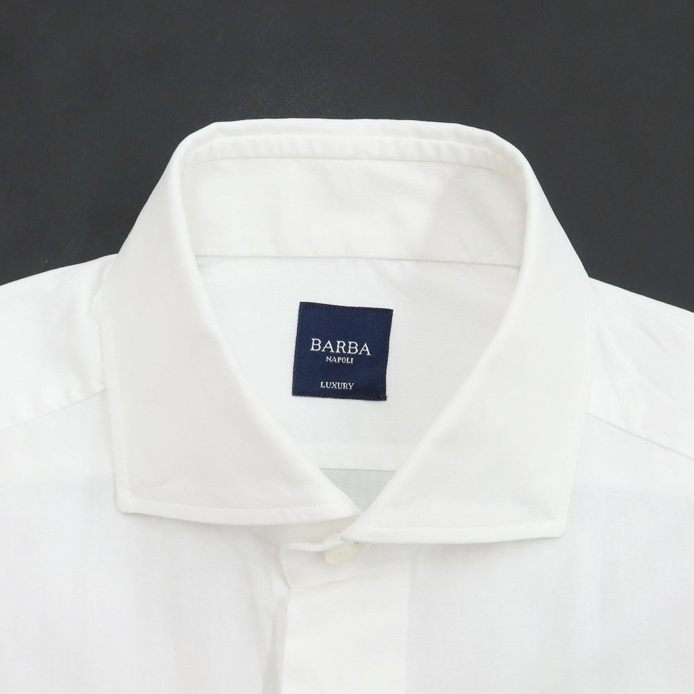 【中古】バルバ BARBA ツイルコットン ワイドカラー ドレスシャツ ホワイト【サイズ37】【メンズ】-3