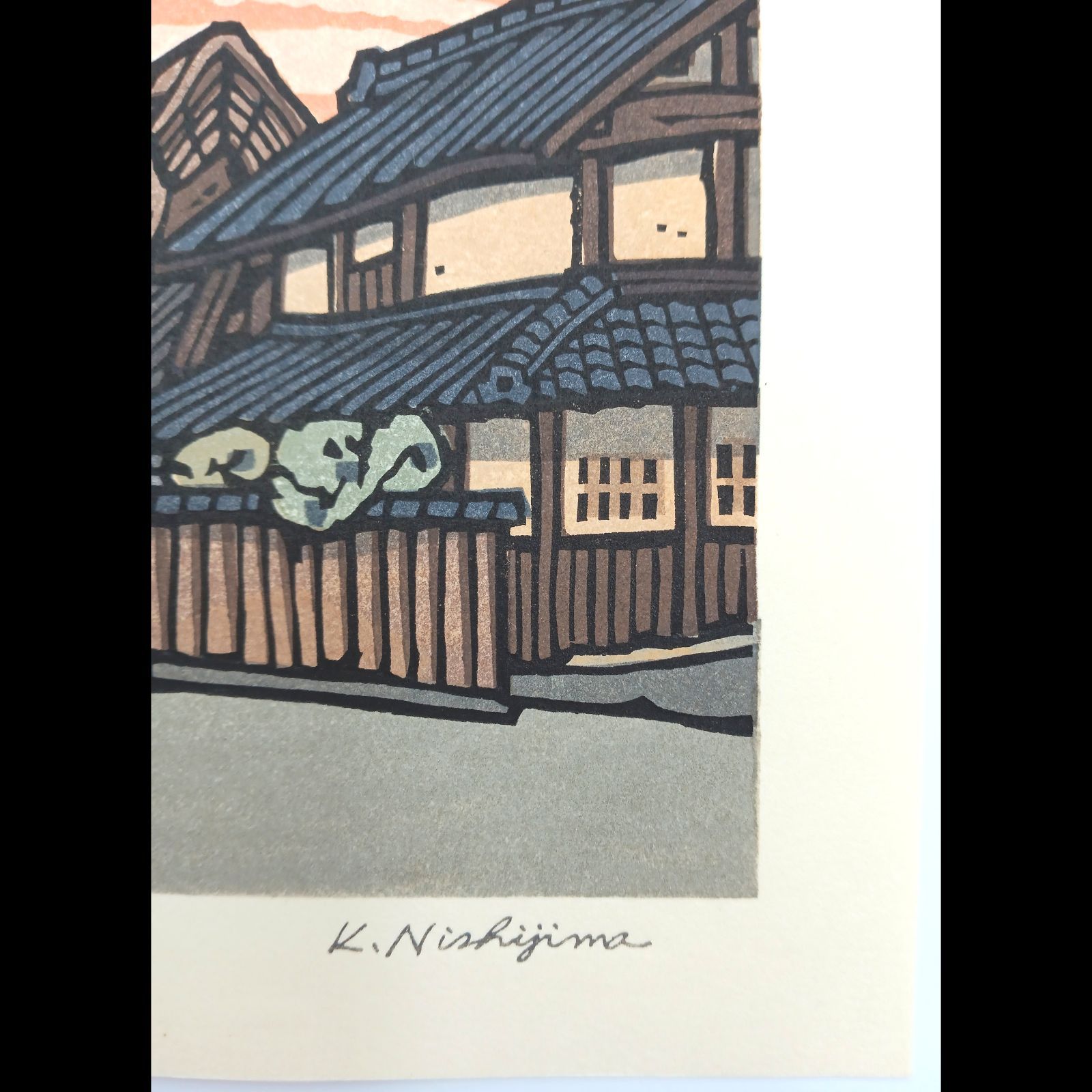[真作]創作版画　西嶋勝之先生木版画「ゆく春」サインあり　無限定 真作]創作版画 西嶋勝之先生木版画「ゆく春」サインあり 無限定