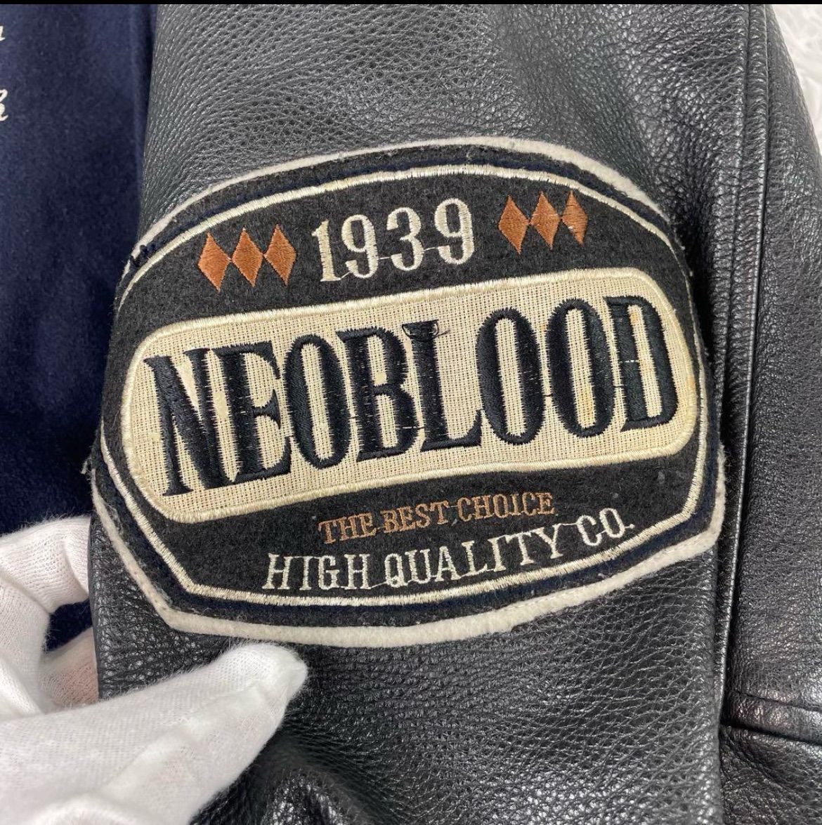 ✨希少✨NEO-BLOOD刺繍 ワッペン 美品 立体ロゴ  革 スタジャン 希少 NEO-BLOOD 刺繍 ワッペン 美品 立体ロゴ 革 スタジャンL