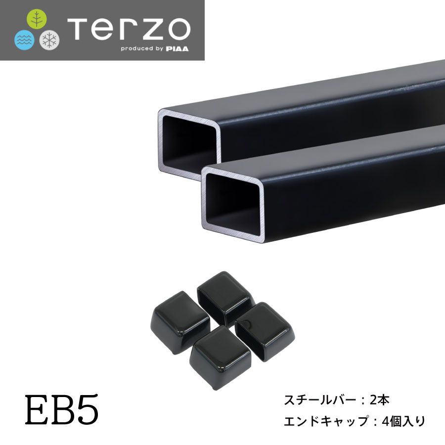 Terzo テルッツォ  by PIAA  ベースキャリア バー 2本入 スクエアバータイプ ブラック 165cm エンドキャップ付 EB5 ピア