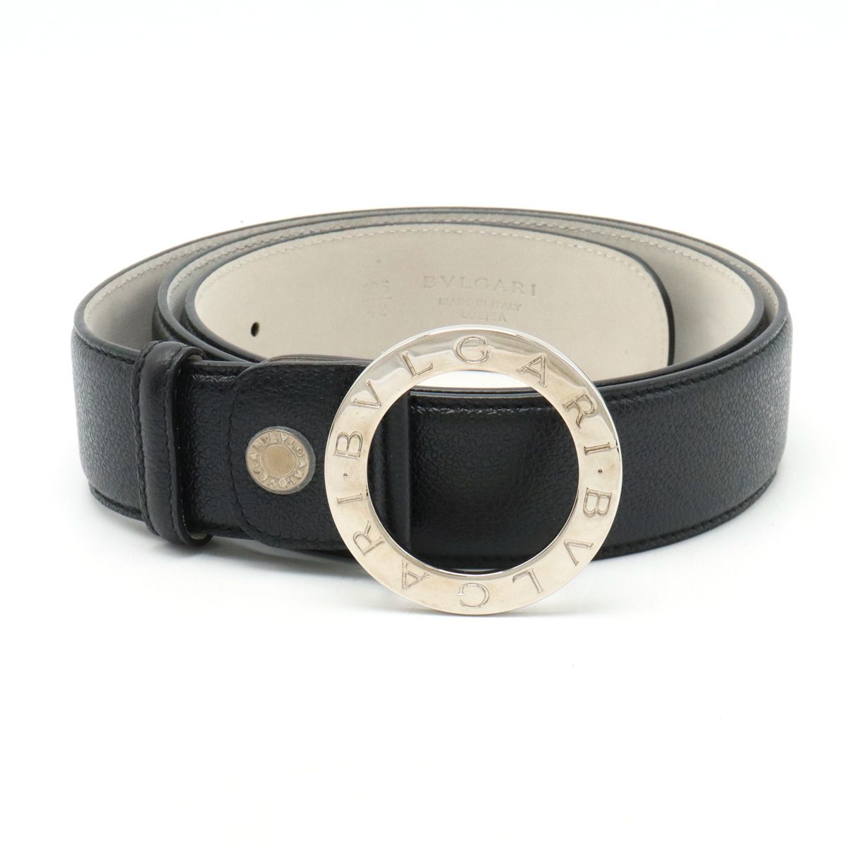 美品✨ BVLGARI ブルガリ ベルト ラウンドロゴバックル グレインレザー BVLGARI ブルガリ ブルガリブルガリ ベルト ラウンドロゴバックル
