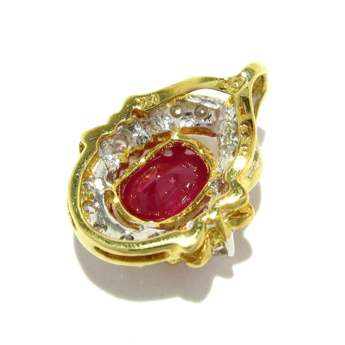 Unbranded ノーブランド ペンダントトップ K18YG×ダイヤモンド×ピンク 総重量 1.5g 1.08刻印