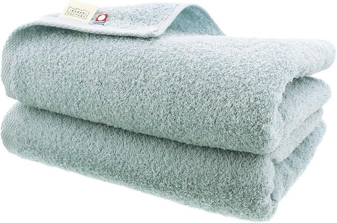 今治ファクトリー タオル 今治タオル 認定 スリムバスタオル スモーキーブルー 約34×110cm 2枚セット かるくて使いやすい 吸水力＆速乾力 日本製