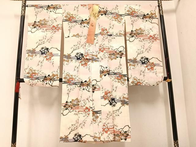 平和屋着物●振袖用長襦袢 袷 枝花文 暈し染め 正絹 AABB1510ph