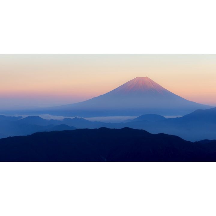 絵画風 壁紙ポスター (はがせるシール式) 桃富士 富士山 赤富士 夕焼け ふじやま パノラマ キャラクロ FJS-102S1 (1152mm×576mm) ＜日本製＞ ウォールステッカー お風呂ポスター