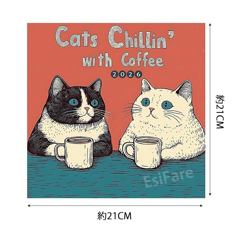 新品】 EsiFare 2026年猫カレンダー 2026 壁掛け かわいい 猫