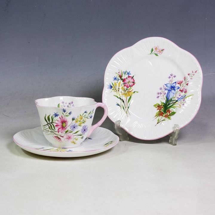 英国ヴィンテージ シェリー ワイルドフラワーズ カップ＆