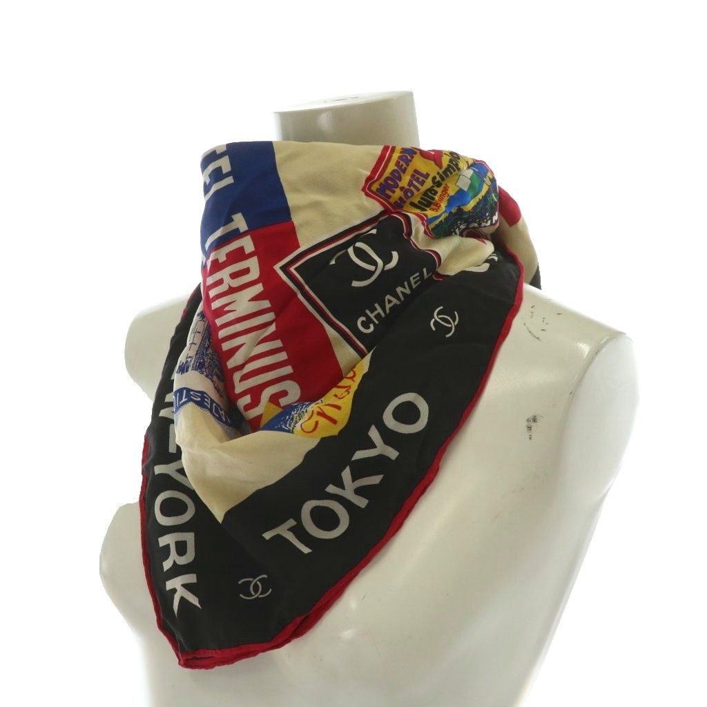 美品】シャネル スカーフ ココマーク ヴィンテージ シルク 絹 中古】CHANEL シャネル ココマーク スカーフ シルク ゴールド