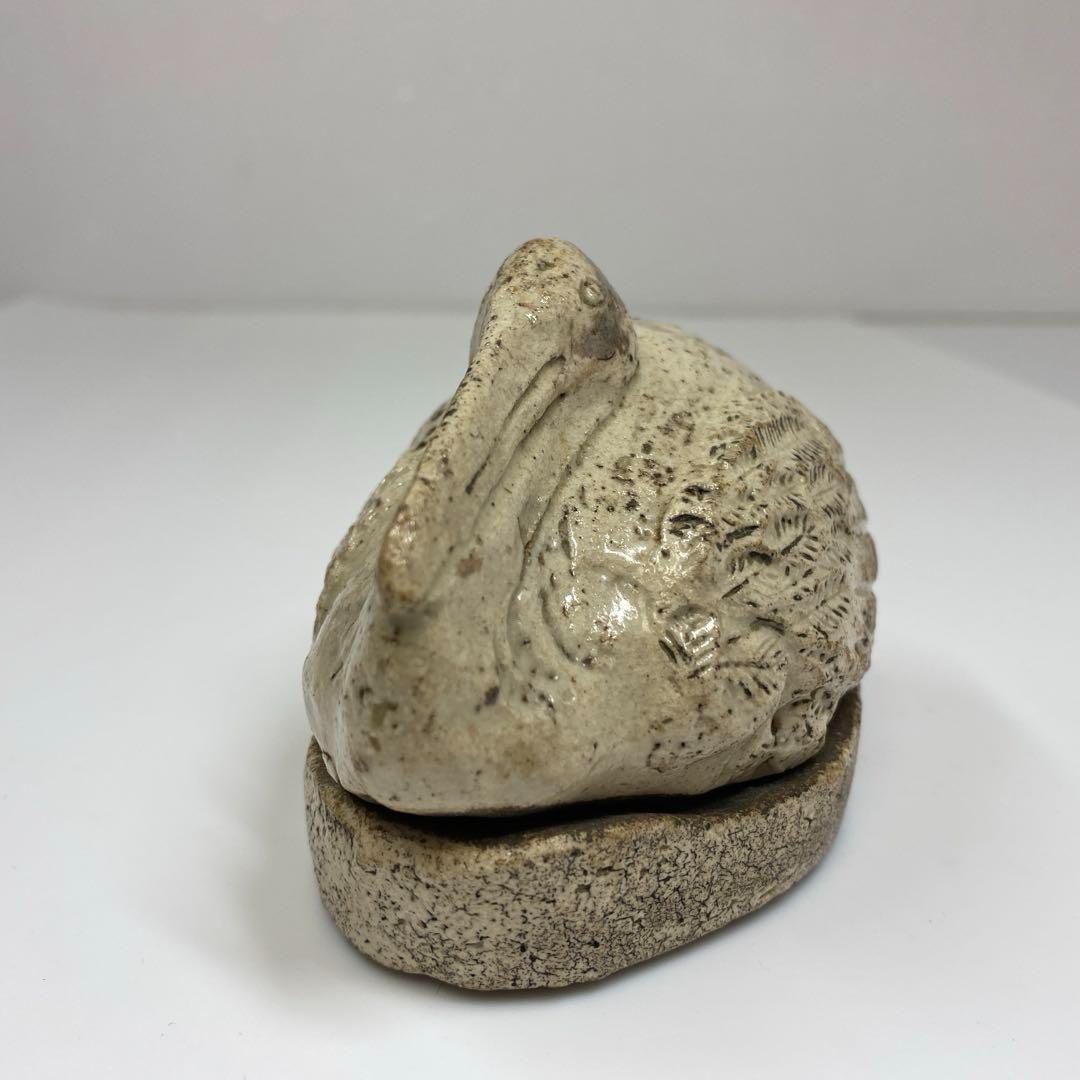 古志野鶴香合 共箱