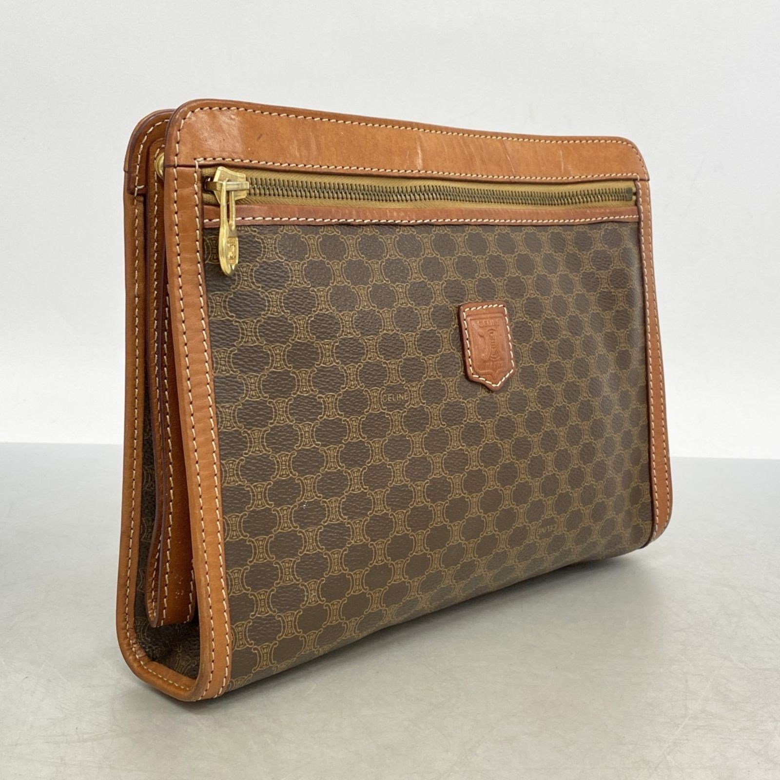 セリーヌ Celine セリーヌ クラッチバッグ マカダム ブラウン メンズ