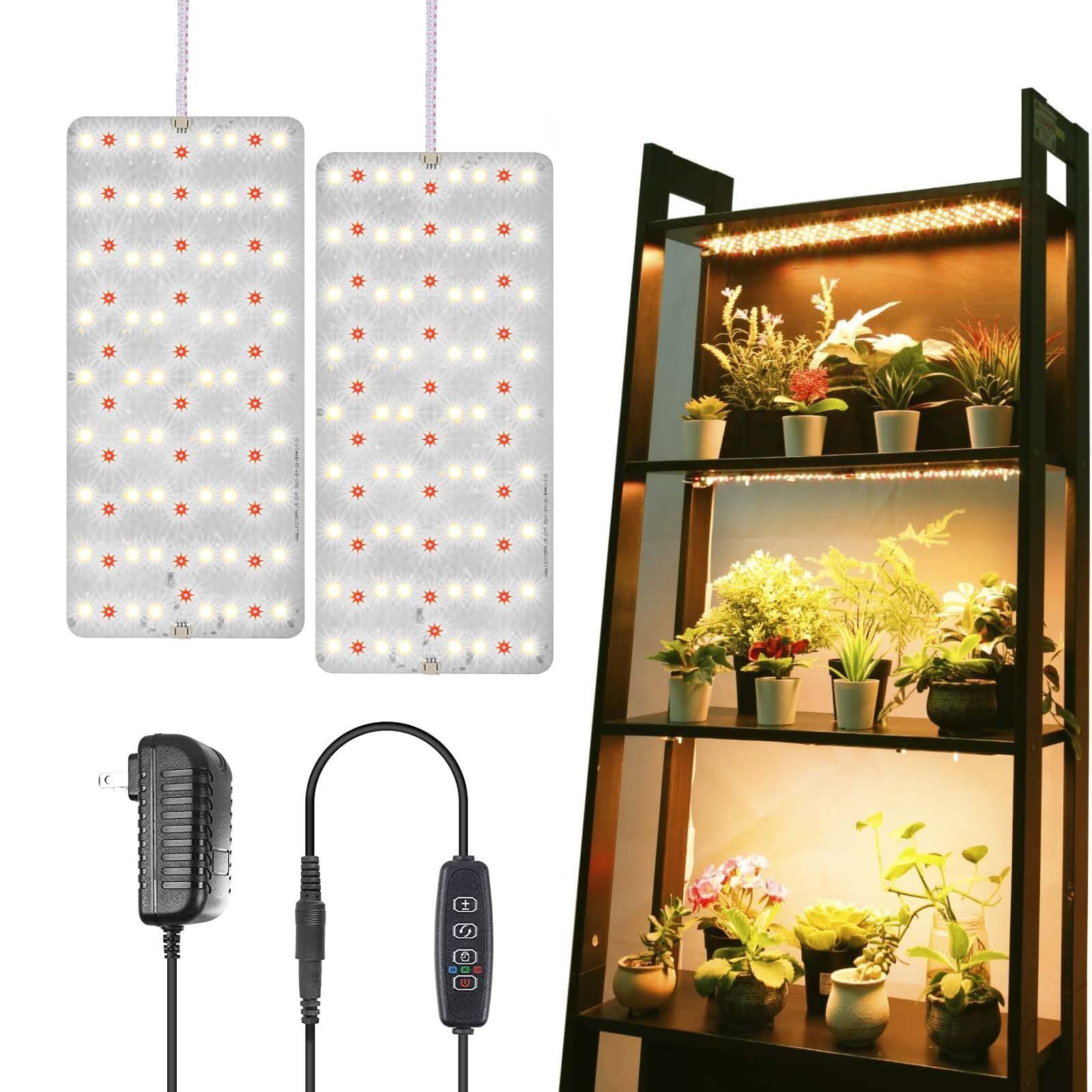 新品 SINJIAlight 植物育成ライト 暖色系 二枚パネルライト 超薄型 フルスペクトル 168個LEDチップ 育苗ライト タイマー 10階段調光 室内用 水耕栽培 多肉 野菜 植物工場など適合する