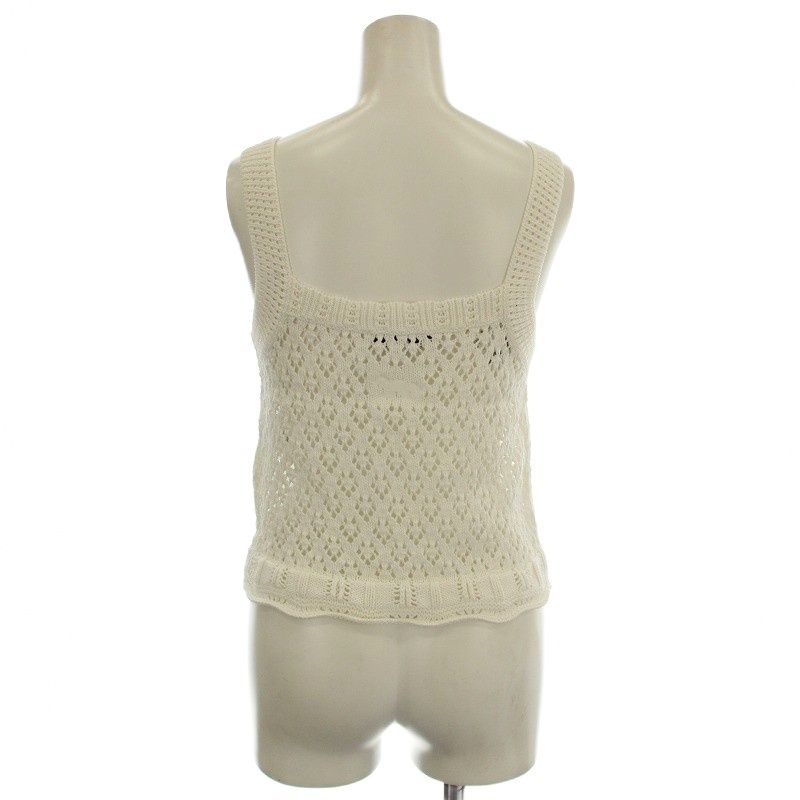メゾンキツネ MAISON KITSUNE レースニット クロシェクロップトップ キャミソール S 白 ホワイト G