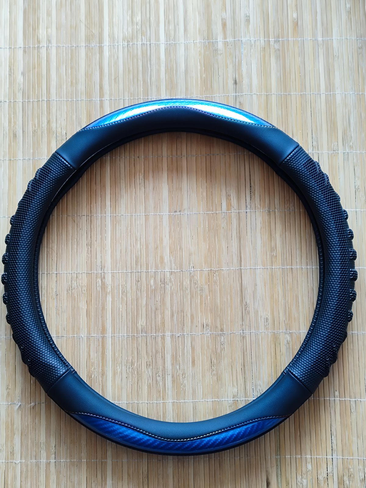 ハンドルカバー カバー カー用品 車用品 軽自動車 普通自動車 38cm Sサイズ 感 上品 ハンドル O型 内装パーツ ドレスアップ 滑りにくい 汚れ防止 PUレザー ブラック レッド ブルー 3 シンプル BRIGHTFACE_UK