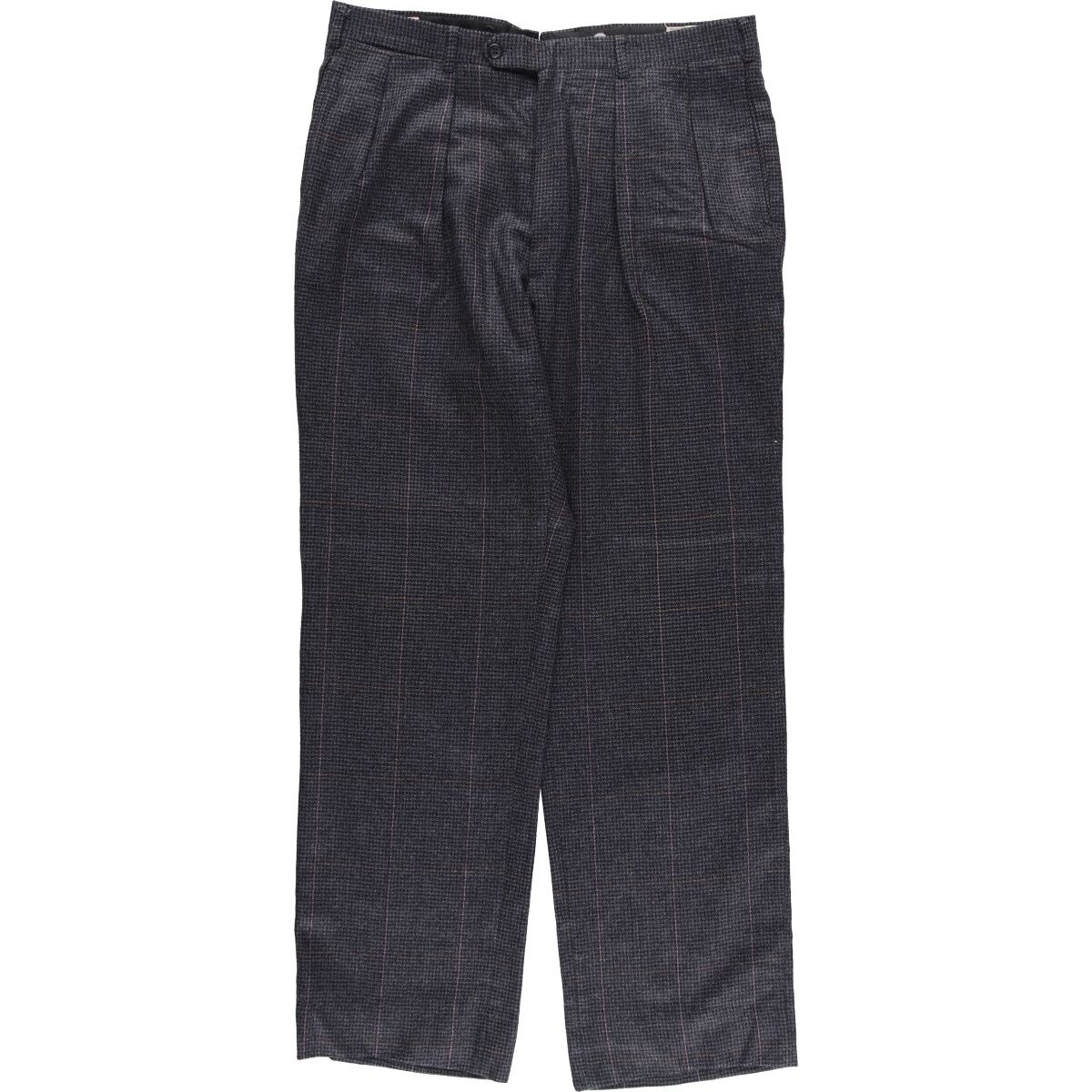古着 80年代 MAJER SLACKS ガンクラブチェック ツータック ウールパンツ スラックス USA製 メンズw36相当 ヴィンテージ/eaa507814
