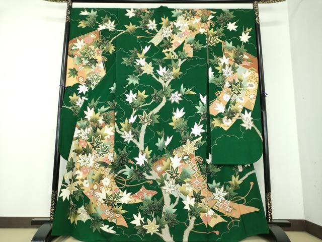 平和屋着物● 上 振袖 作家物 雲取り几帳花楓文 金彩 正絹 DAAX4467ps