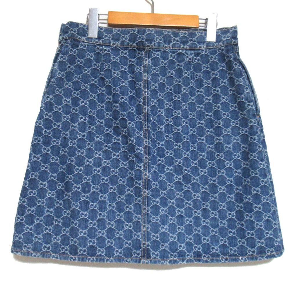 25SS GUCCI グッチ ウェアGGデニム ジャカード ミニスカート 791386 サイズ40 165 68Y インディゴブルー レディース 古着