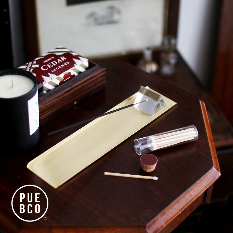 【新品】PUEBCO[プエブコ] PRISM INCENSE HOLDER WITH BRASS TRAY(お香立てu0026トレイ)