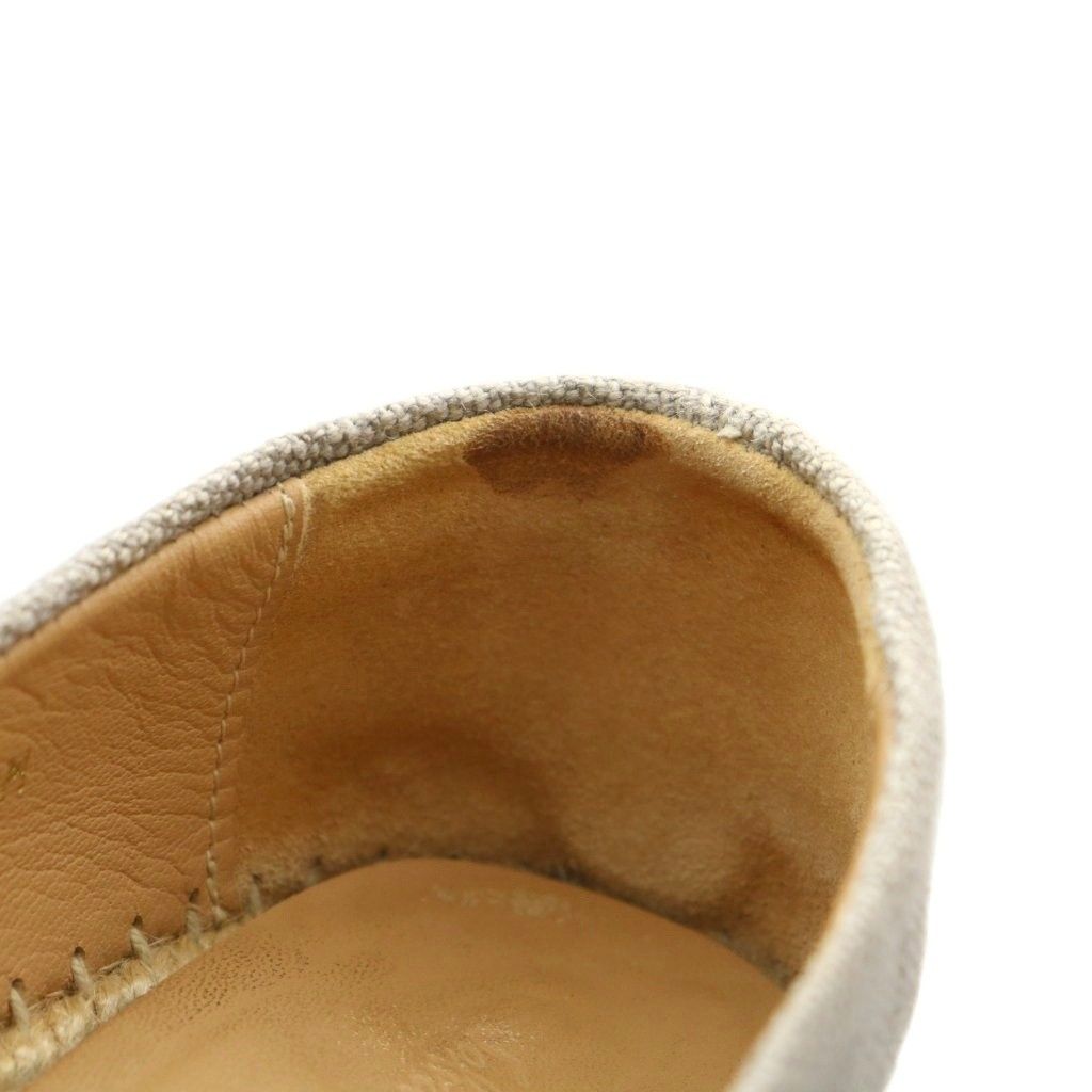 サルヴァトーレフェラガモ Salvatore Ferragamo ヴァラリボン フラットシューズ スリッポン エスパドリーユ キャンバス ラウンドトゥ ロゴ 6 23cm ベージュ グレー |XZ GY11 KIN-KAAI_COM