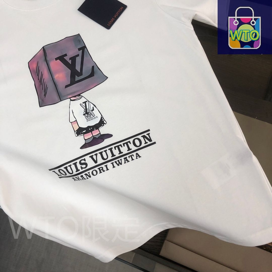 【お洒落な刺繍♪】Louis Vuitton★クルーネックTシャツ 今日特価】Louis Vuitton 小龍刺繍 クルーネック T シャツ