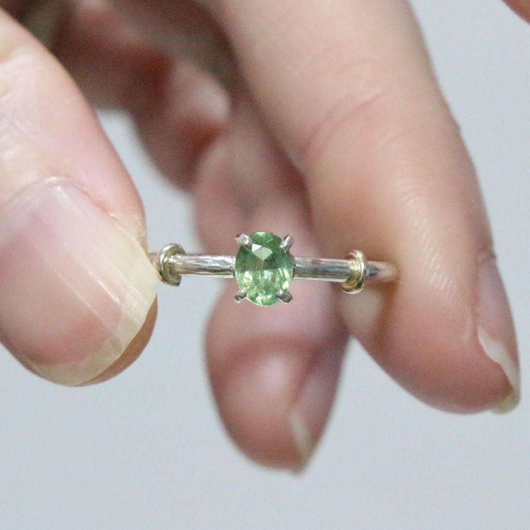 テリ艶⭐︎ナミビア産デマントイドガーネットのK10小ワッカシルバーリング約9号 テリ艶⭐︎ナミビア産デマントイドガーネットのK10小ワッカ