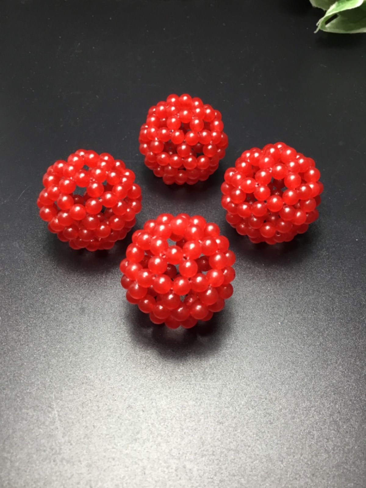 神聖幾何学フラーレン ラッキー呼び込む✨秘紅石4mm 4個セット宇宙 