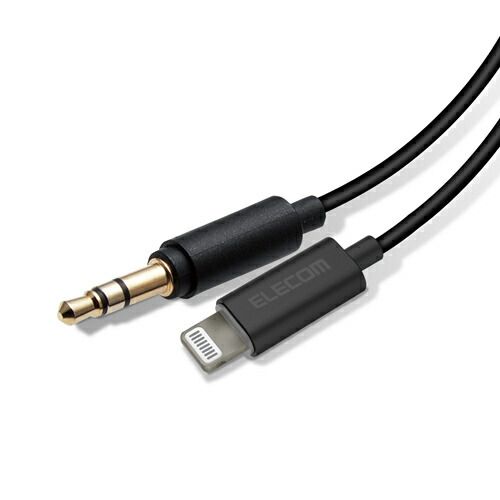 5個セット エレコム AUXケーブル|Lightning-φ3.5オス|スリムデザイン|1.0m|ブラック AX-L35D10BKX5