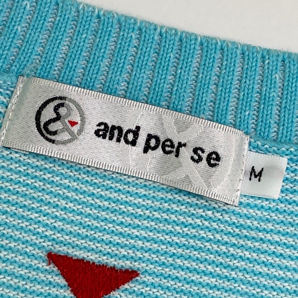 サイズ：M AND PER SE アンパスィ  長袖ニットセーター  ブルー系 [240101450826] ゴルフウェア メンズ ストスト サイズ：M AND PER SE アンパスィ 長袖ニットセーター ブルー系
