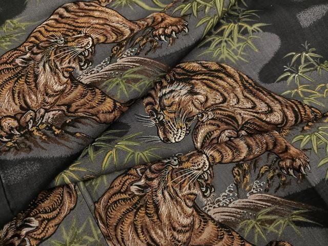 平和屋着物●男性 長襦袢 無双仕立て 手描き 虎 ph