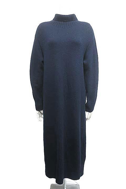 LUYUAN ROSE カシミヤ100% グレー ハイネックニットワンピース LUYUAN