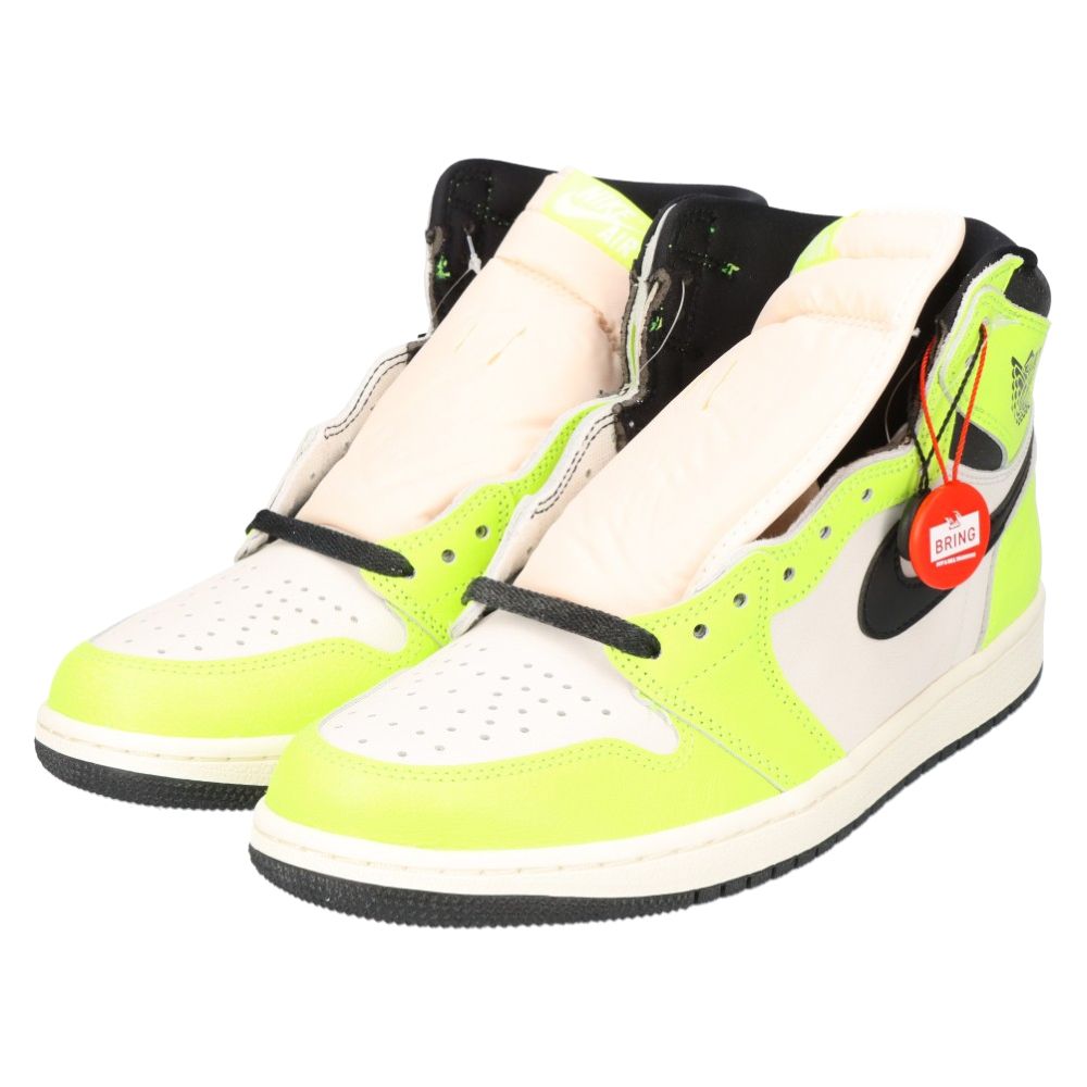 NIKE (ナイキ) AIR JORDAN1 HIGH OG VOLT 555088-702エアジョーダン1ハイボルトスニーカー ホワイト/イエロー  US9.5/27.5cm